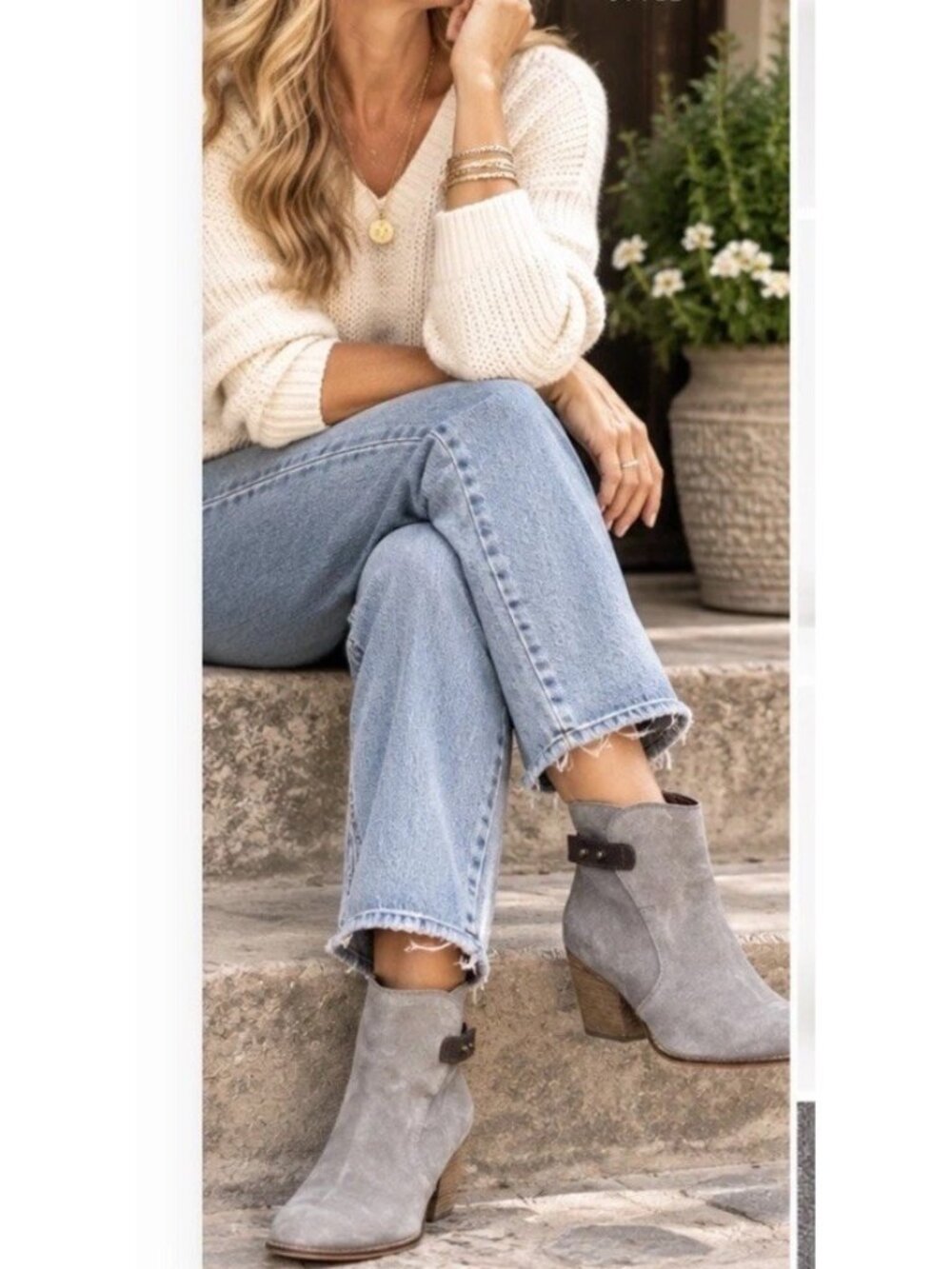 Sam Edelman Marielle Ankle Boots Womens 8M Gray Suede Leather Western Booties